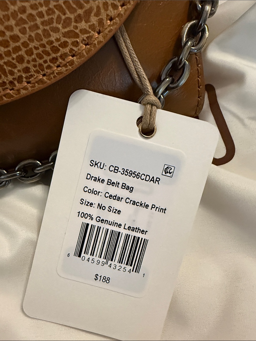 HOBO Cognac Textured Leather Belt Bag with Chain Accent - Picture 7 of 7
